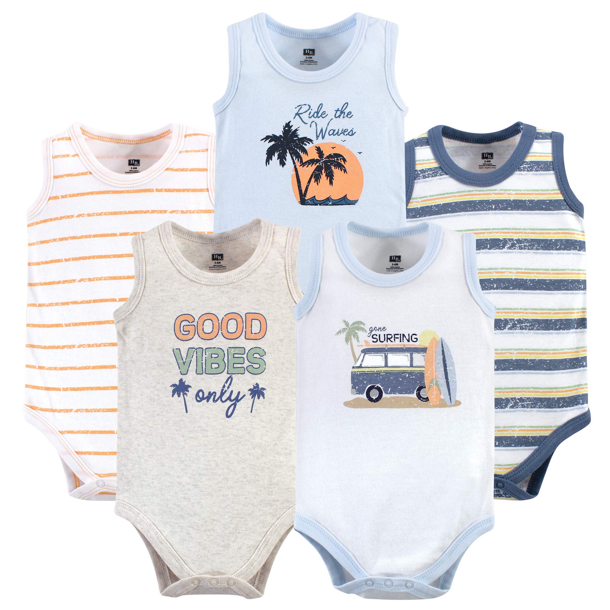 Hudson baby Sleeveless Bodysuits Set maglietta Unisex - Bimbi 0-24 (Pacco da 5)