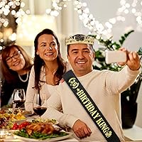 Vista 3 de Gorro, corona y banda de rey para cumpleaños 35, disfraz real para hombre, decoración de fiesta de cumpleaños número 35