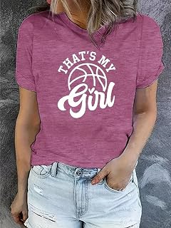 Women Graphic T Shirt Casual Short Sleeve Bulldog Basketball Print V Neck Sports Team Tee
