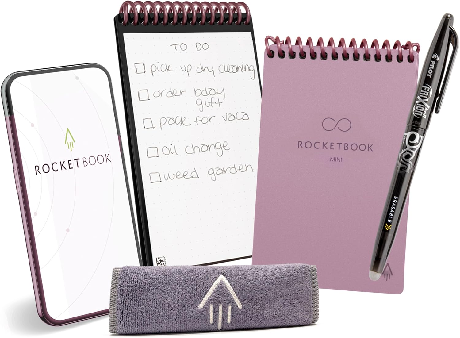Rocketbook Mini Reusable Smart Notepad, Pocket Size Notebook 3.5×5.5, Pink – Dotted Pages, App-Connected, Erasable, Ideal for On-The-Go List Taking & Quick Notes Anywhere