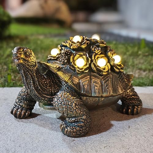 Miniatura 10 de Estatua de tortuga para exteriores, 2 piezas, estatua de jardín de tortuga, decoración al aire libre, escultura, decoración de resina, patio, 2