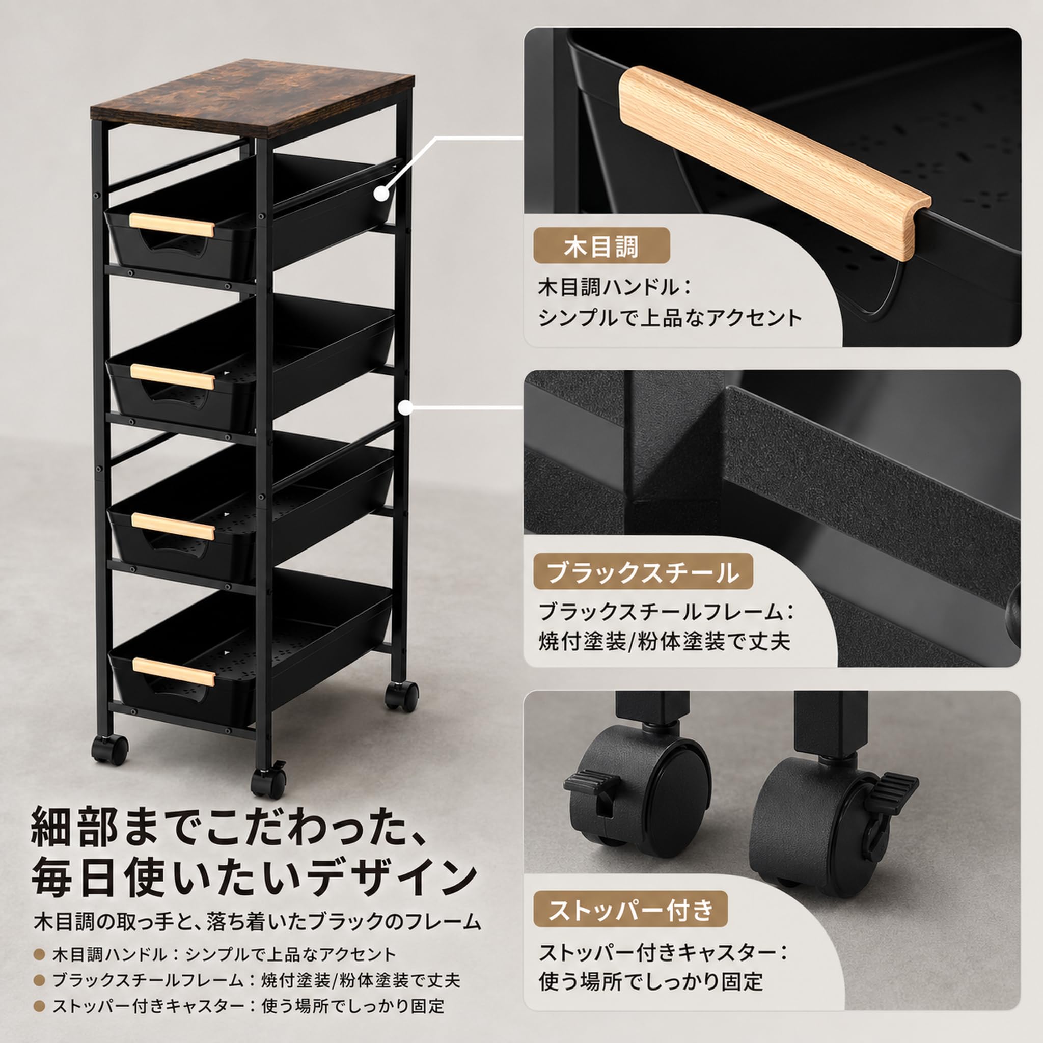 Amazon.co.jp: SVOHZAV キッチンワゴン 隙間収納 調味料ラック スリム