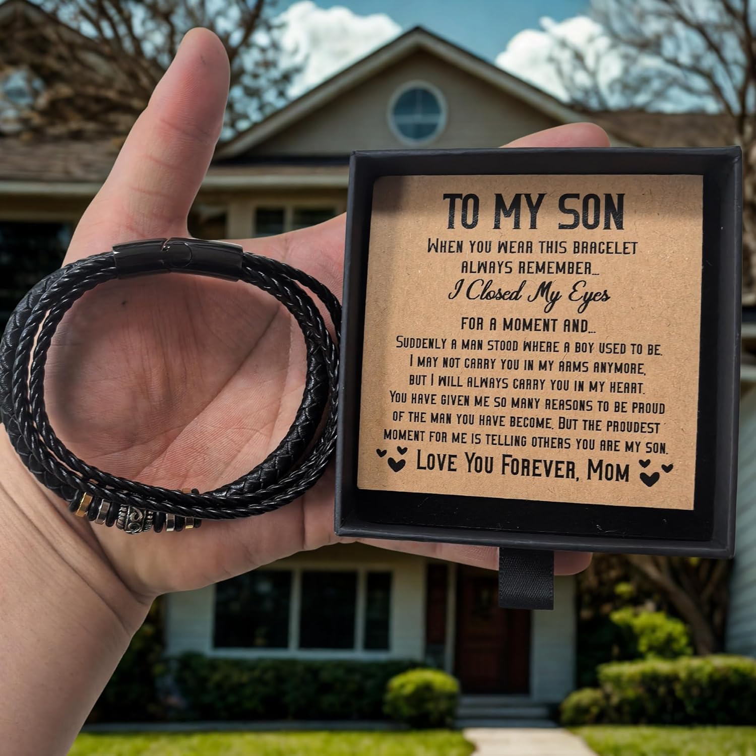 To My Son Bracelet from Mom – Love You Forever Leather Bracelet – Inspirational Gift for Son Birthday, Graduation, Christmas – Sentimental Jewelry from Mother - Image 2