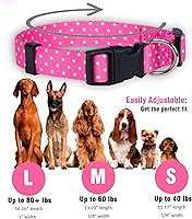 Vista 3 de Native Pup Collar de perro con lunares, ajustable para perros pequeños, medianos y grandes, tela bonita para niños y niñas
