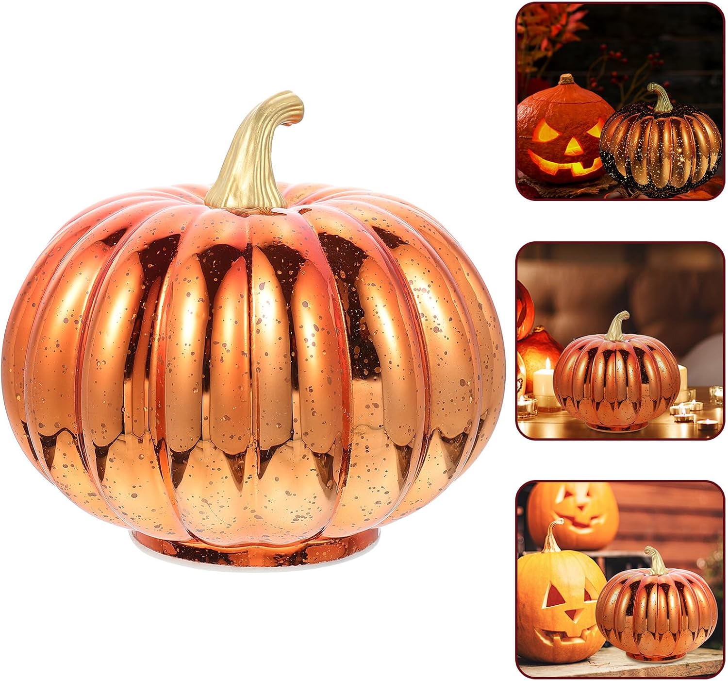 Cabilock Glass Pumpkin Lamp Halloween Decorative LED Night Light Indoor Halloween Party Pumpkin Light Decor Table Ornament Without Battery