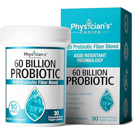 Probiotics 60 Billion CFU - Probiotics for Women, Probiotics for Men and Adults, Natural, Shelf Stable Probiotic Supplement with Organic Prebiotic, Acidophilus Probiotic