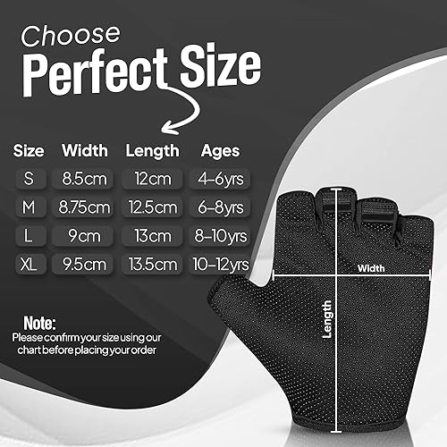 Miniatura 5 de 3 pares de guantes de ciclismo para niños, guantes de ciclismo antideslizantes sin dedos para niños y niñas Guantes de moto para niños