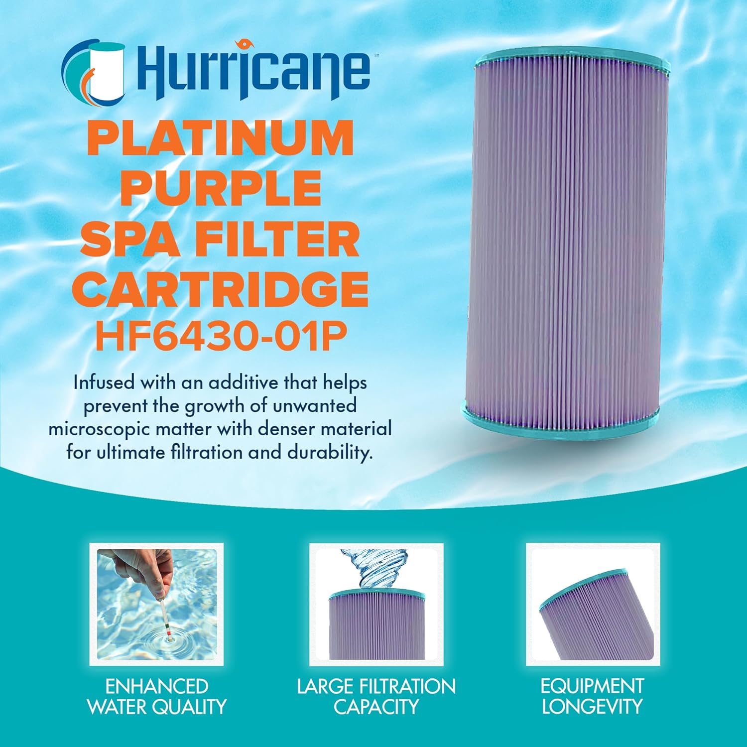 Hurricane Filters 2 Pack HF6430-01P Platinum Purple Spa Filter Cartridge - Replacement for PWK30, Unicel C-6430, Filbur FC-3915, Watkins Hot Spring Spas - Image 2