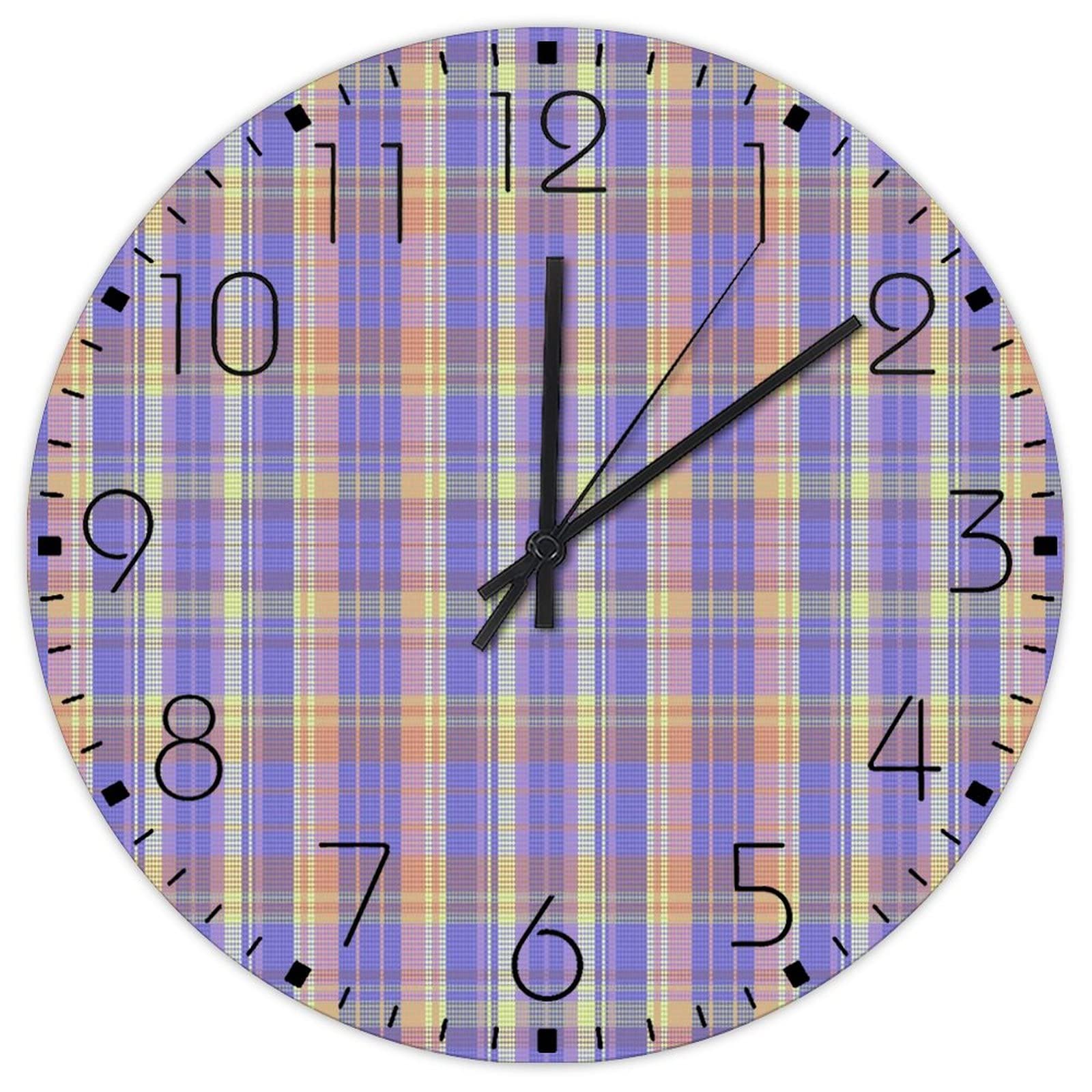 Horloge murale ronde en bois à carreaux de buffle de 30 cm double face