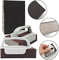 Vista 3 de 8 piezas de ladrillos de limpieza de ladrillos de limpieza de parrilla con 2 piezas de mango superior plano para eliminar manchas al aire libre