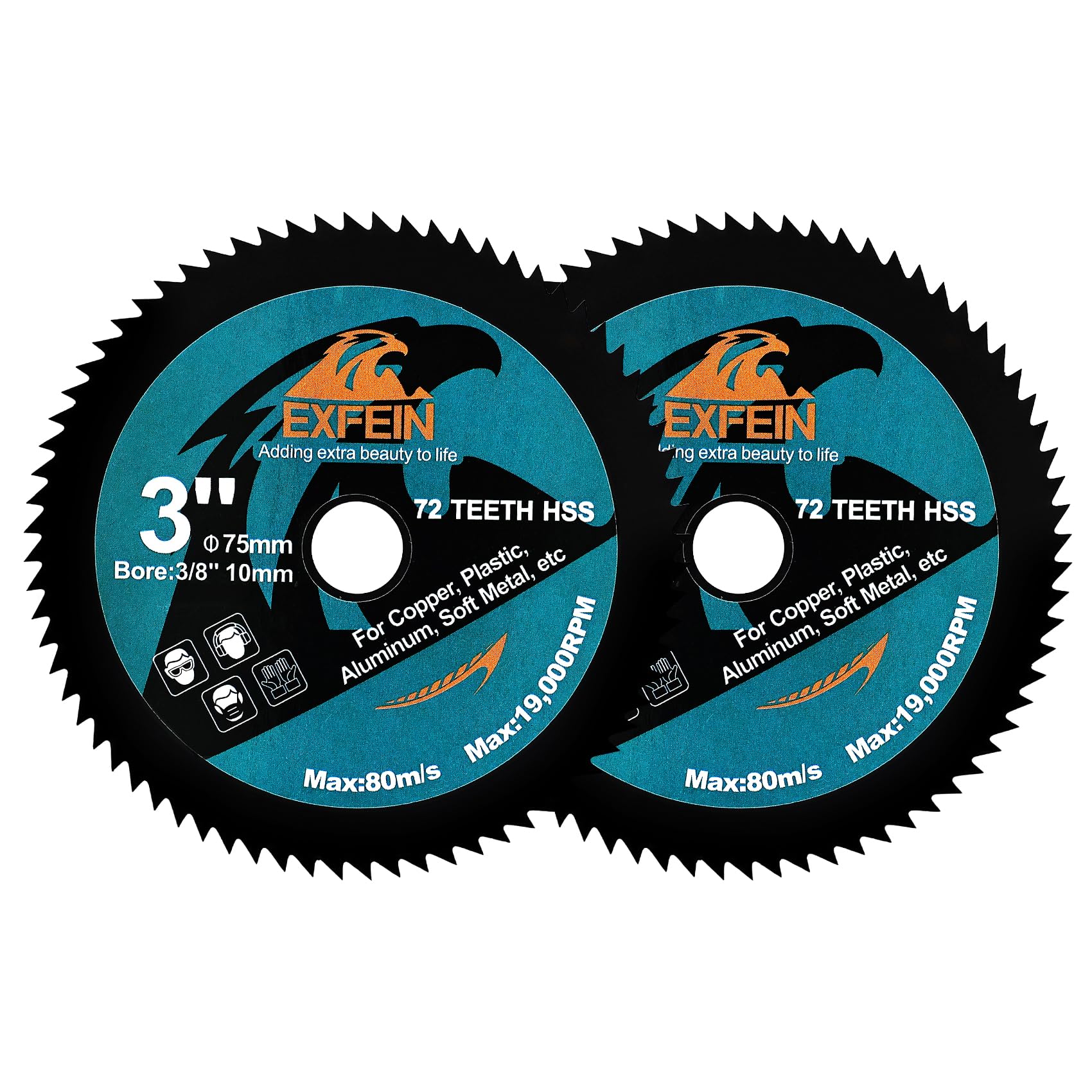 EXFEIN 3 Inch HSS Circular Cutting Disc 2pcs, High-Speed Steel Cutting Disc for Cutting Soft Metal Copper Aluminum Wood Plastic Diamond Disc