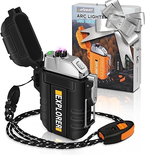 Lafagiet Encendedor de arco impermeable, encendedor de arco de plasma doble para exteriores, recargable por USB, sin llama, para campamento,