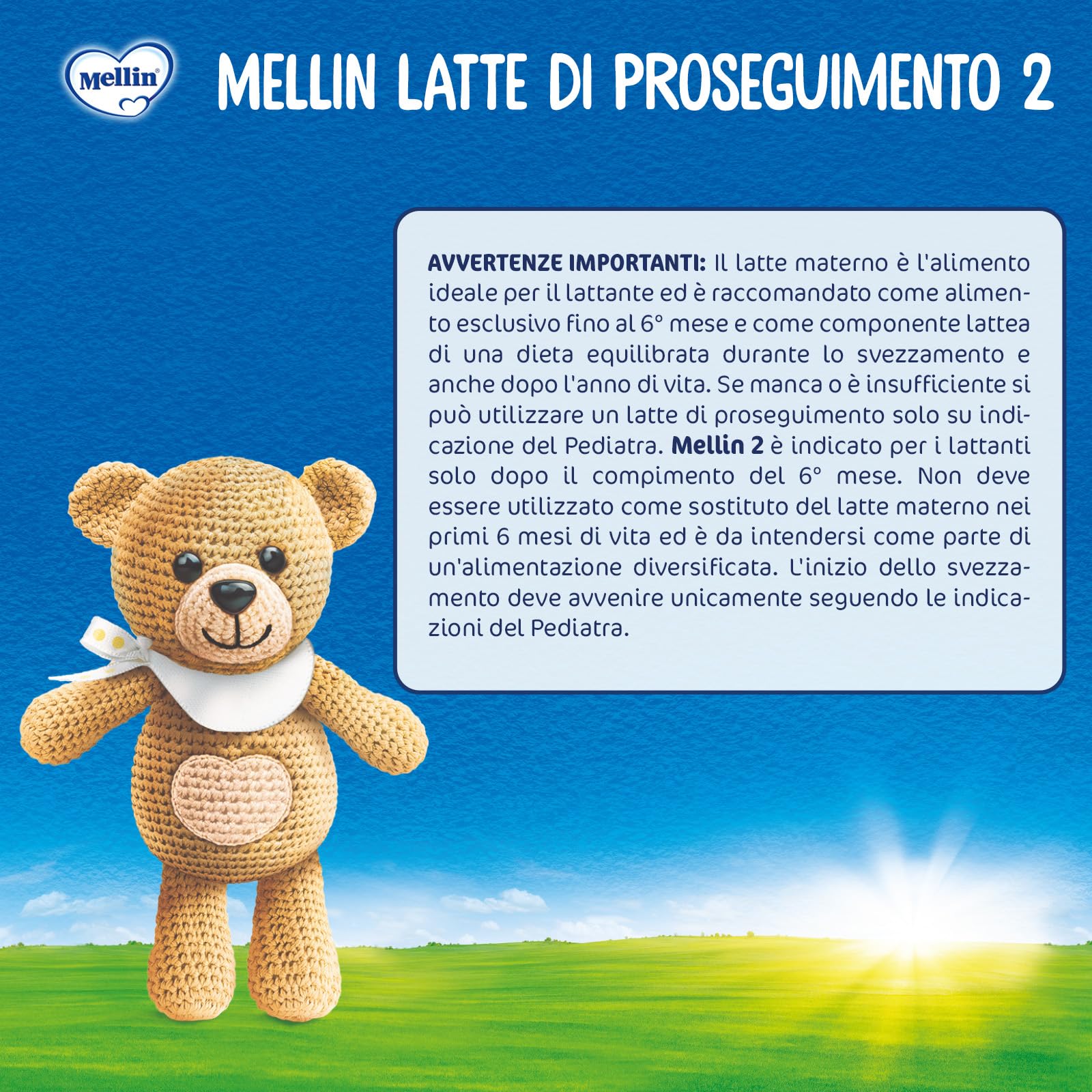 MELLIN 2 - Latte di Proseguimento in Polvere per Neonati dal 6° Mese Compiuto al 12° - Confezione da 3600 grammi (3 x 1200g)
