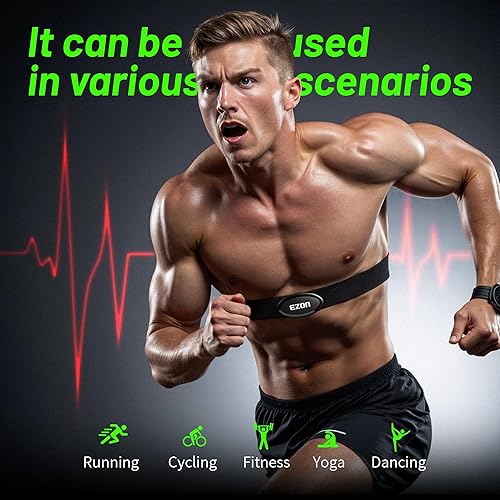 Miniatura 3 de EZON Heart Rate Monitor Chest Strap, Bluetooth 5.1 & ANT+ Sensor, 3ATM Waterproof, Compatible with Garmin, Wahoo, Polar, Strava for Running,