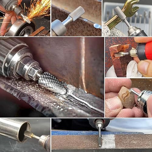 Miniatura 4 de Carbide Burr Set 1/8" Shank Compatible with Dremel Bits Rotary Tool Accessories Kits Rasp Drill File Accessories Metal Grinding Wood Plastic Stone