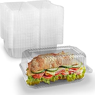 Disposable Sturdy Plastic Hinged Loaf Containers - Durable Small Hoagie Container – Made in The USA by MT Products (Pack of 40)