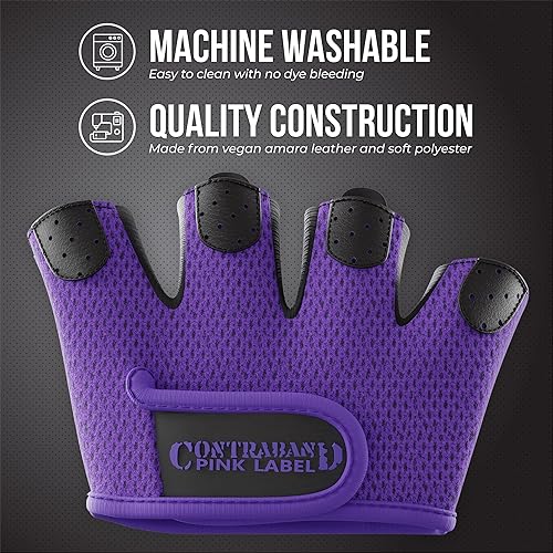Miniatura 4 de Contraband Pink Label 5537 - Guantes de levantamiento de pesas para mujer con acolchado de silicona Grip-Lock (par) - Mitad guantes minimalistas -