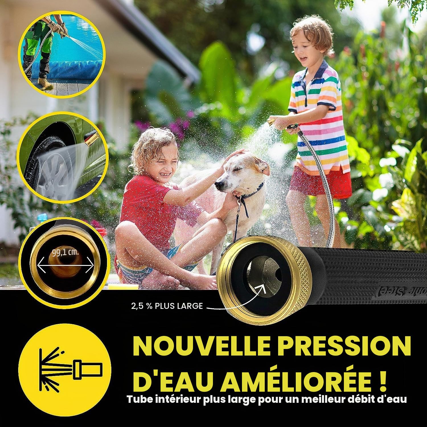 BIONIC STEEL Pro Tuyau d'arrosage - 304 métal 100 Pieds de Tuyau de Jardin 100' Acier Inoxydable
