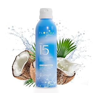 Florida Glow SPF 15 Sunscreen Spray - Hawaii 104 Reef Act Florida Keys Compliant Broad Spectrum Water Resistant
