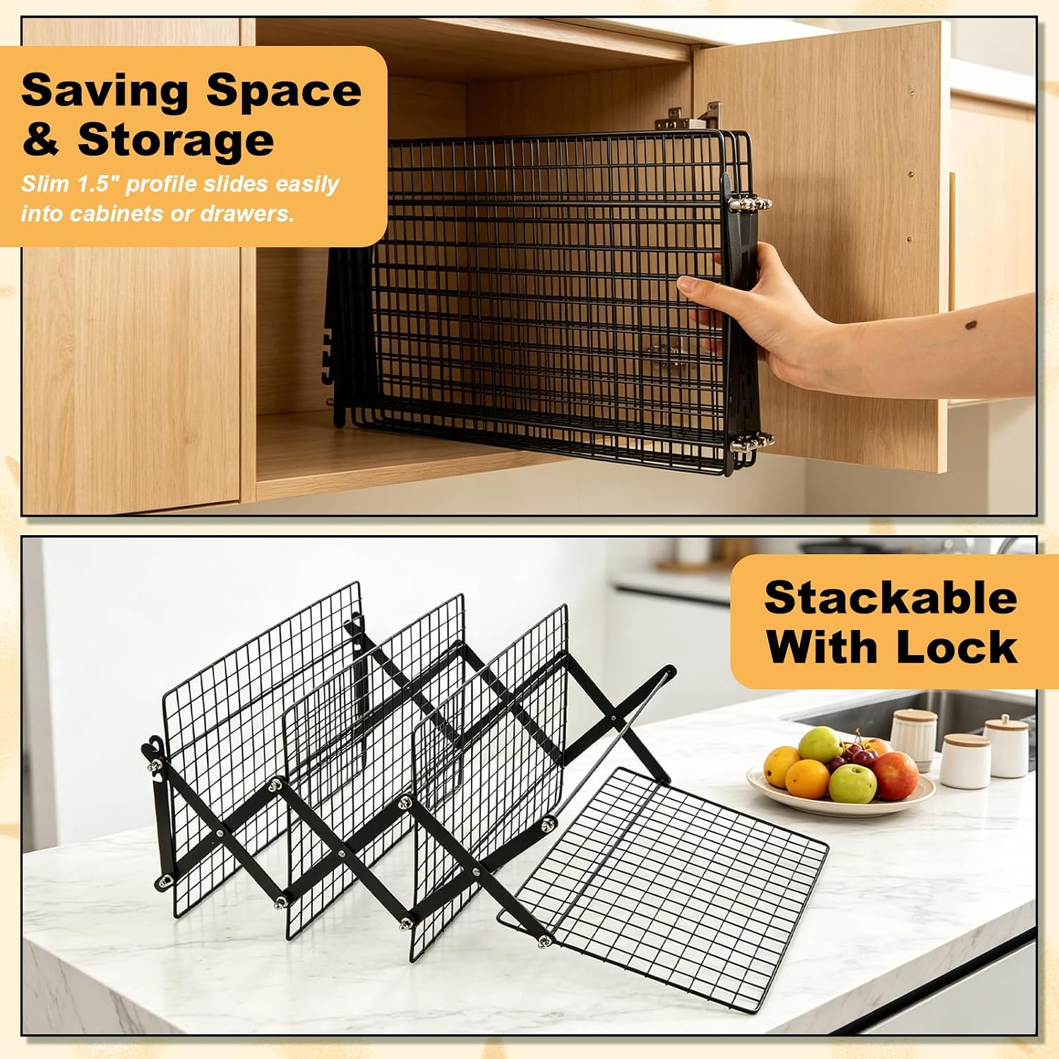 4 Tier Cooling Rack Stackable, Cooling Racks for Cooking and Baking Adjustable Stackable Roasting Cooking Drying Wire Cooling Rack for Cookies Baking