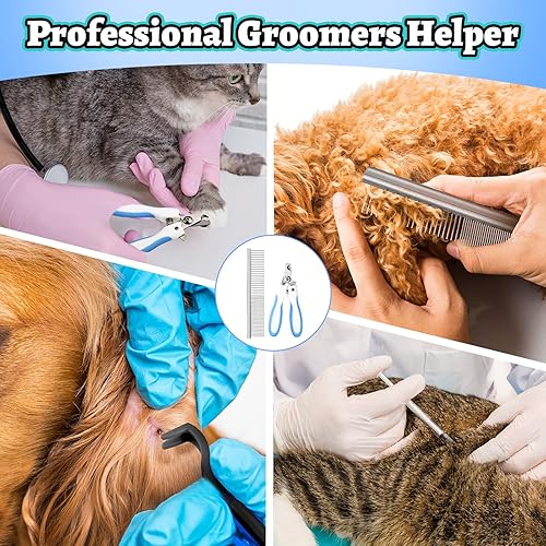 Miniatura 5 de Hamaca de aseo 14 en 1 para perros y gatos, hamaca de aseo para gatos, con bolsa de sujeción para hamaca para gatos, recortadora, peine de mascotas,