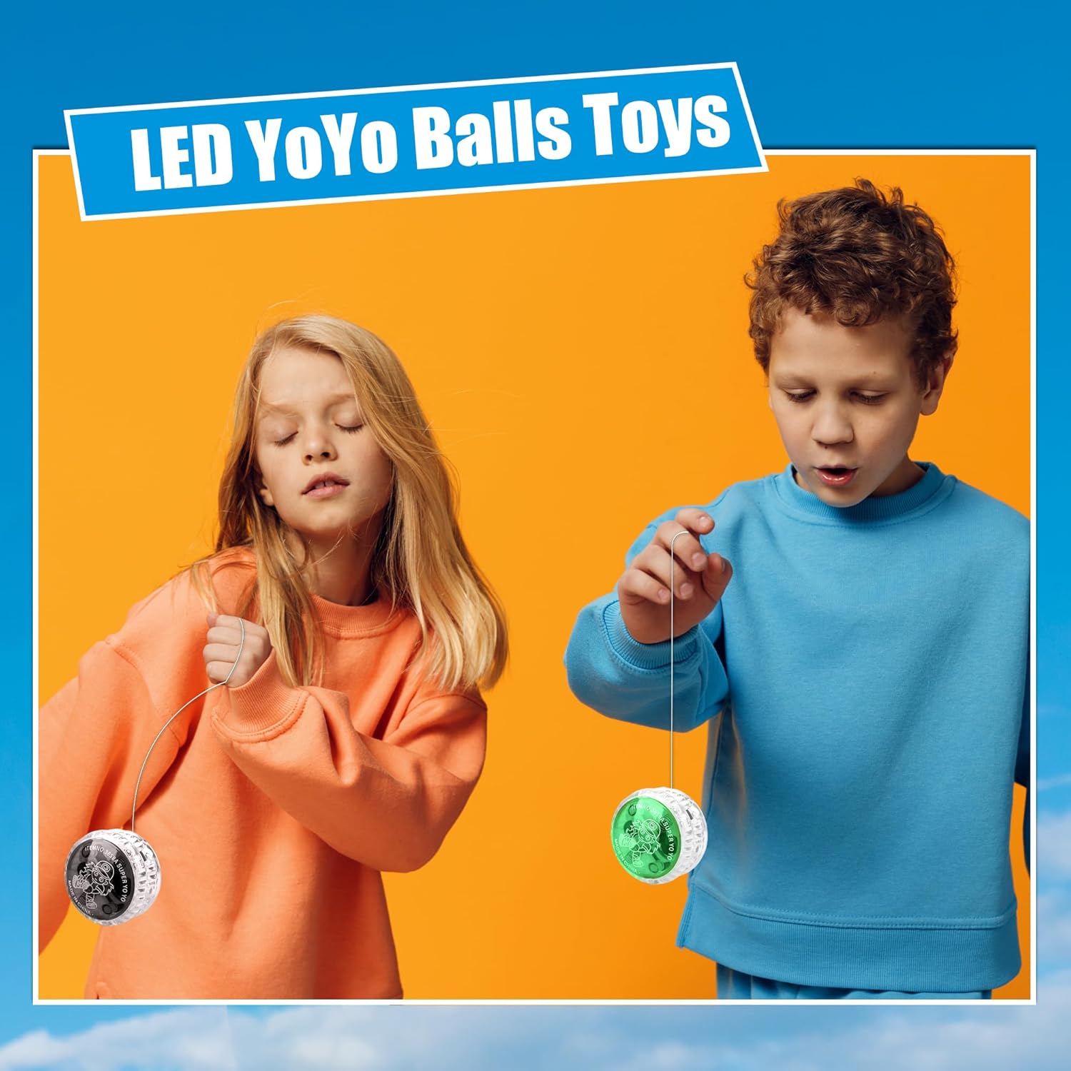 24 Pcs Colorful Light up Yo Yo Ball Bulk LED Responsive Ball Auto Return Bearing Balls Yoyo for Beginner Birthday Classroom Bag Fillers Prizes Gifts, 12 Colors