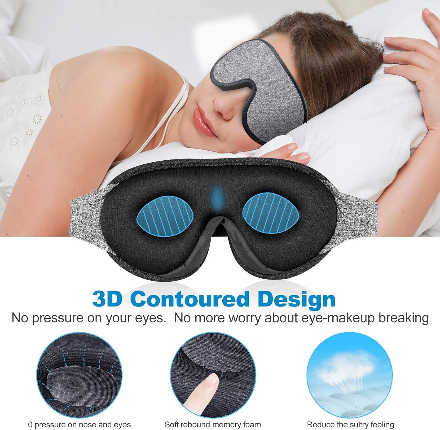 IDENTIL 3D Sleep Mask for Men Women, 100% Blackout Eye Mask for Sleeping with Adjustable Strap, Comfy and Breathable Sleeping Mask, Light Sleep Eye Mask for Travel, Sleeping, Shift Work, Naps, Yoga : Health & Household