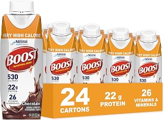 BOOST Very High Calorie Nutritional Drink – Helps Weight Gain & Maintenance - 530 Calories - 26 Vitamins & Minerals - 22 g Protein - Calorie-Dense Nutritional Drink - Chocolate - 8 fl oz (Pack of 24)