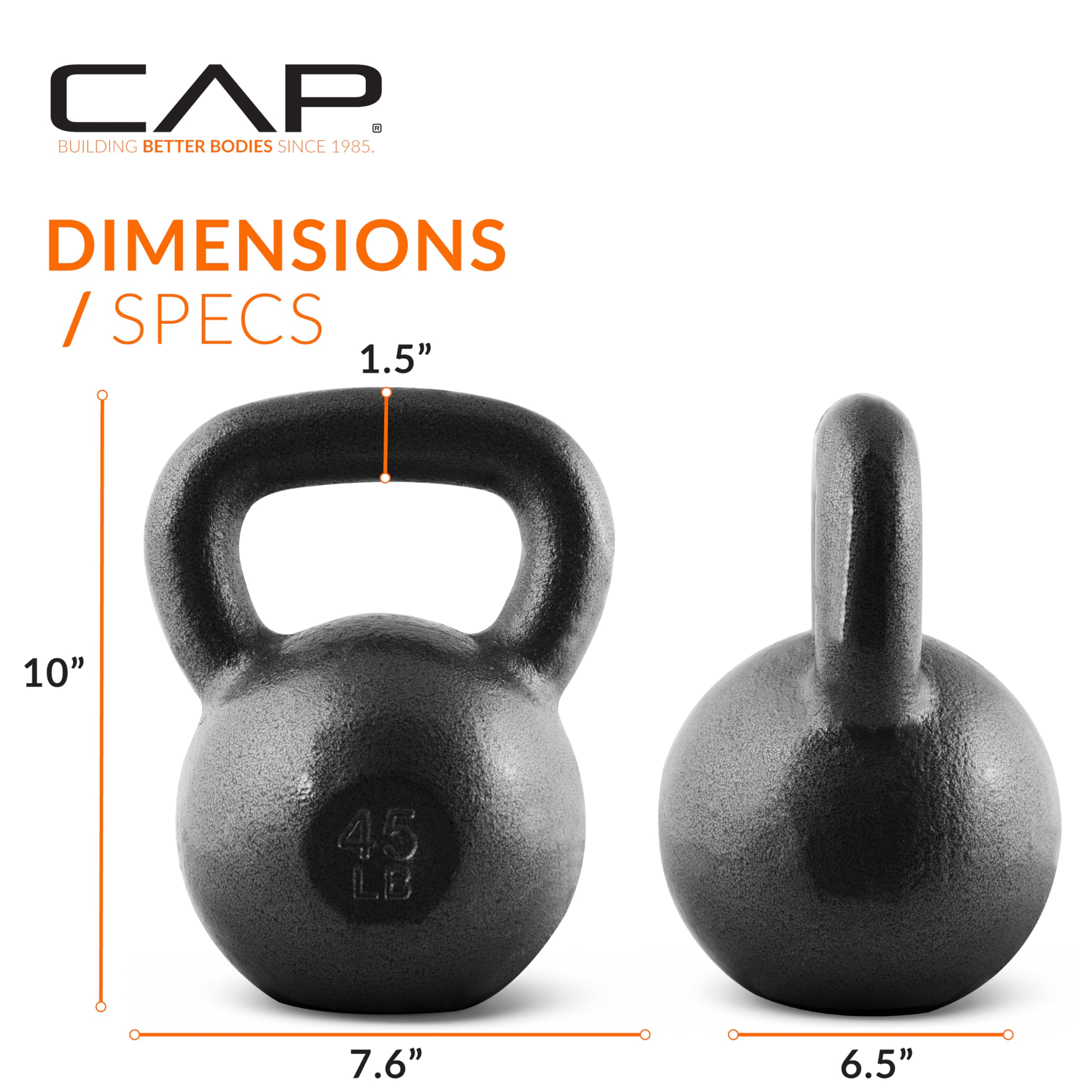 Cap Barbell Żeliwny odgłos kettlebell, czarny, 14 kg.