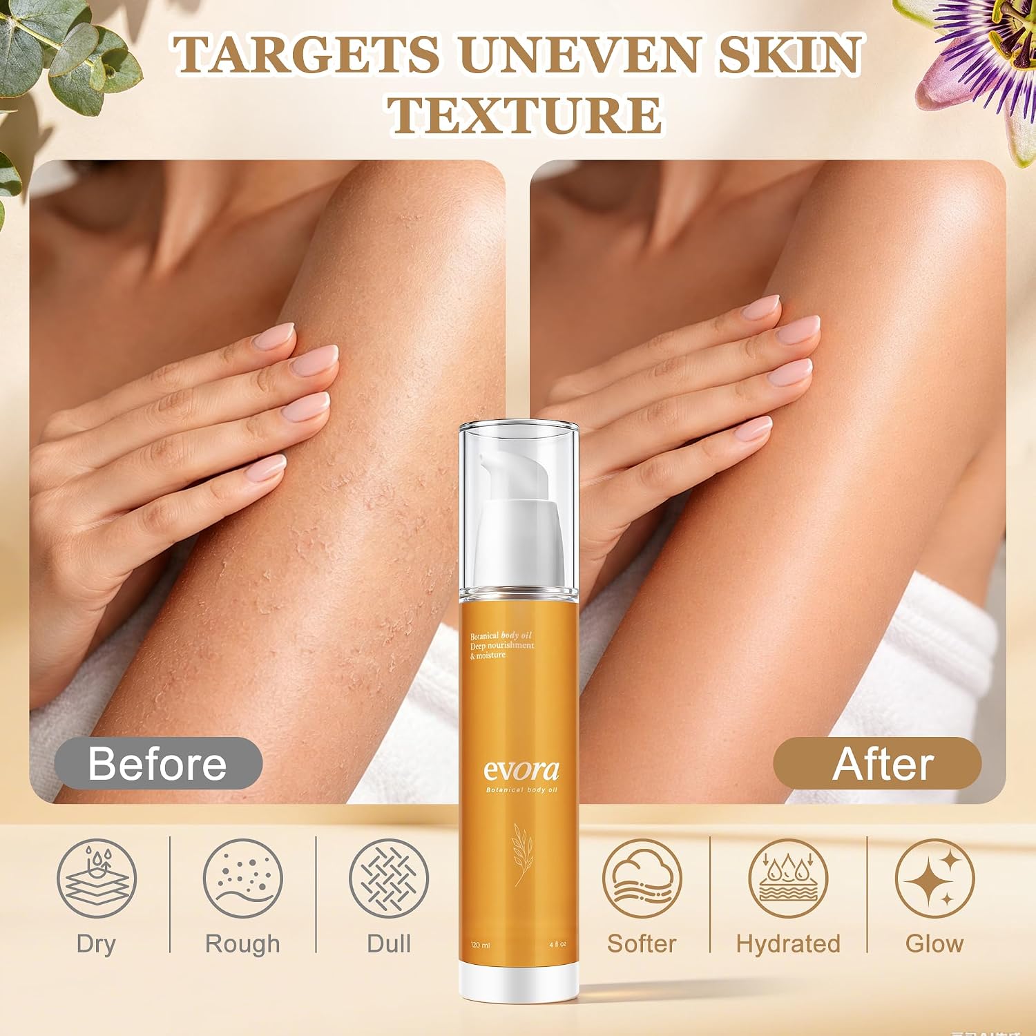 Firming Massage Oil for Smoother Skin, Non-Greasy Hydrating Body Oil, Made from Wakame Algae, Brazil Nut & Passionflower Seed Oils 4 Fl Oz