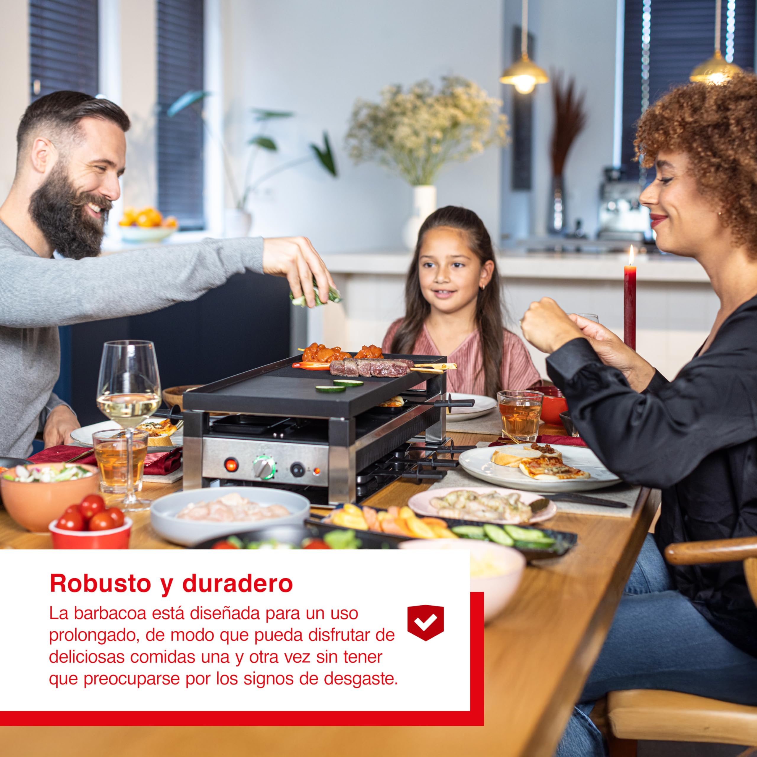 Solis 5 in 1 Table Grill 791 Parrilla Electrica de Mesa - Plancha Electrica para Cocinar - 1400W - Apto para Barbacoa - Raclette - Wok - Crêpes - Pizza - Hasta 8 Personas - Plata/Negro
