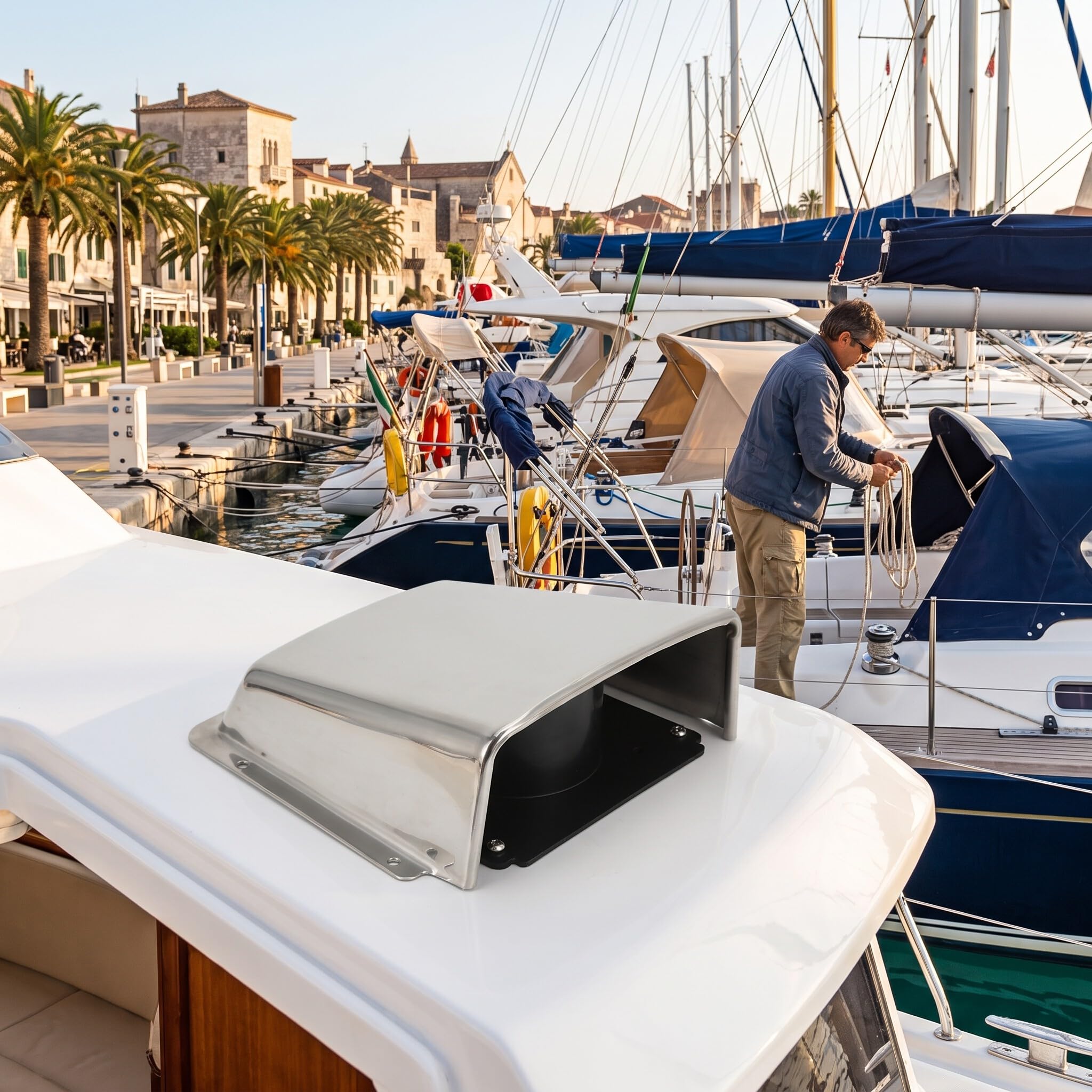 Zerodis Boot-Yacht-Serie, Edelstahl-Bootshauben-Entlüftungsabdeckung mit Nylonbasis, Langlebige Belüftung für Boote und Yachten, Marine-Clamshell-Ventilator