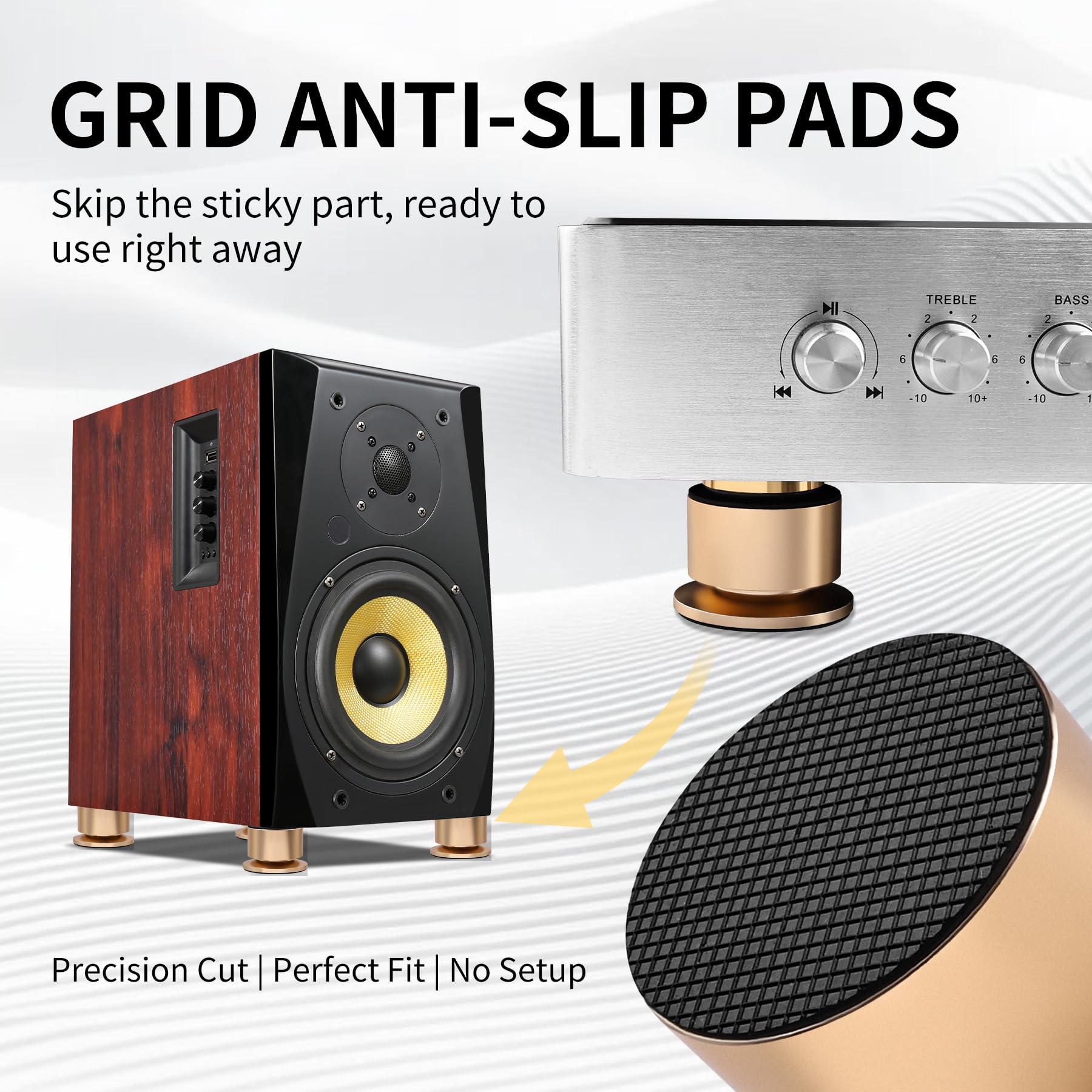 Piedini isolanti per giradischi, cuscinetti antivibrazione per altoparlanti e subwoofer, confezione da 4 piedini in lega di alluminio solida per audiofili per audio ad alta risoluzione, home