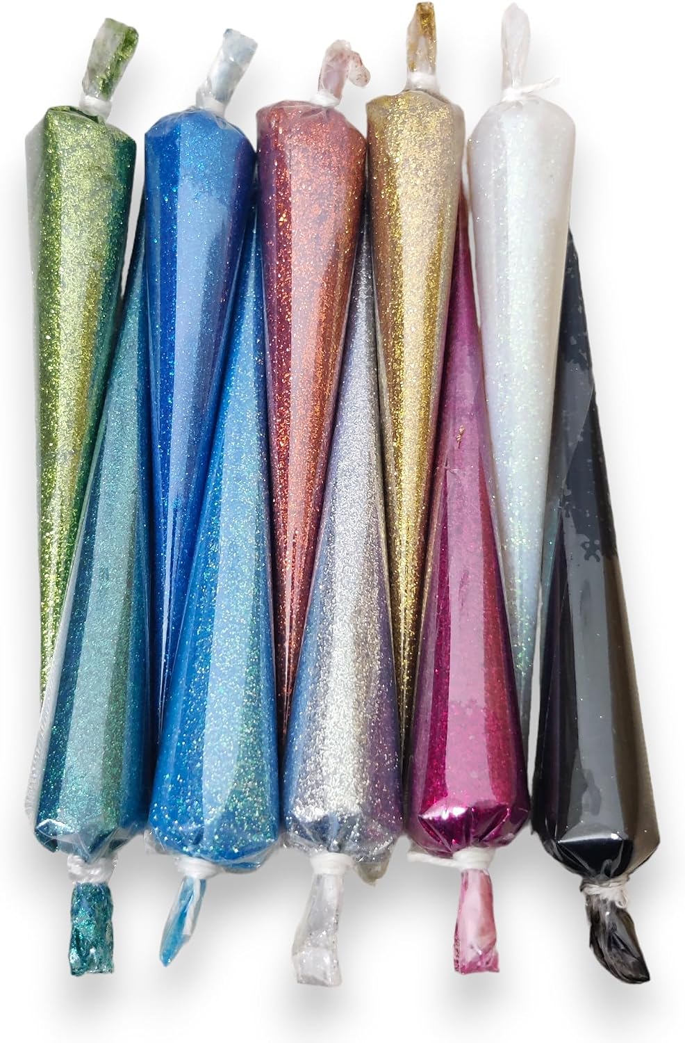 Colorful Glitter Liquid Paste Cones for Arts & Crafts Material, Lippan Art and Decorative Purposes Pack of 10 Cones (Multicolor)