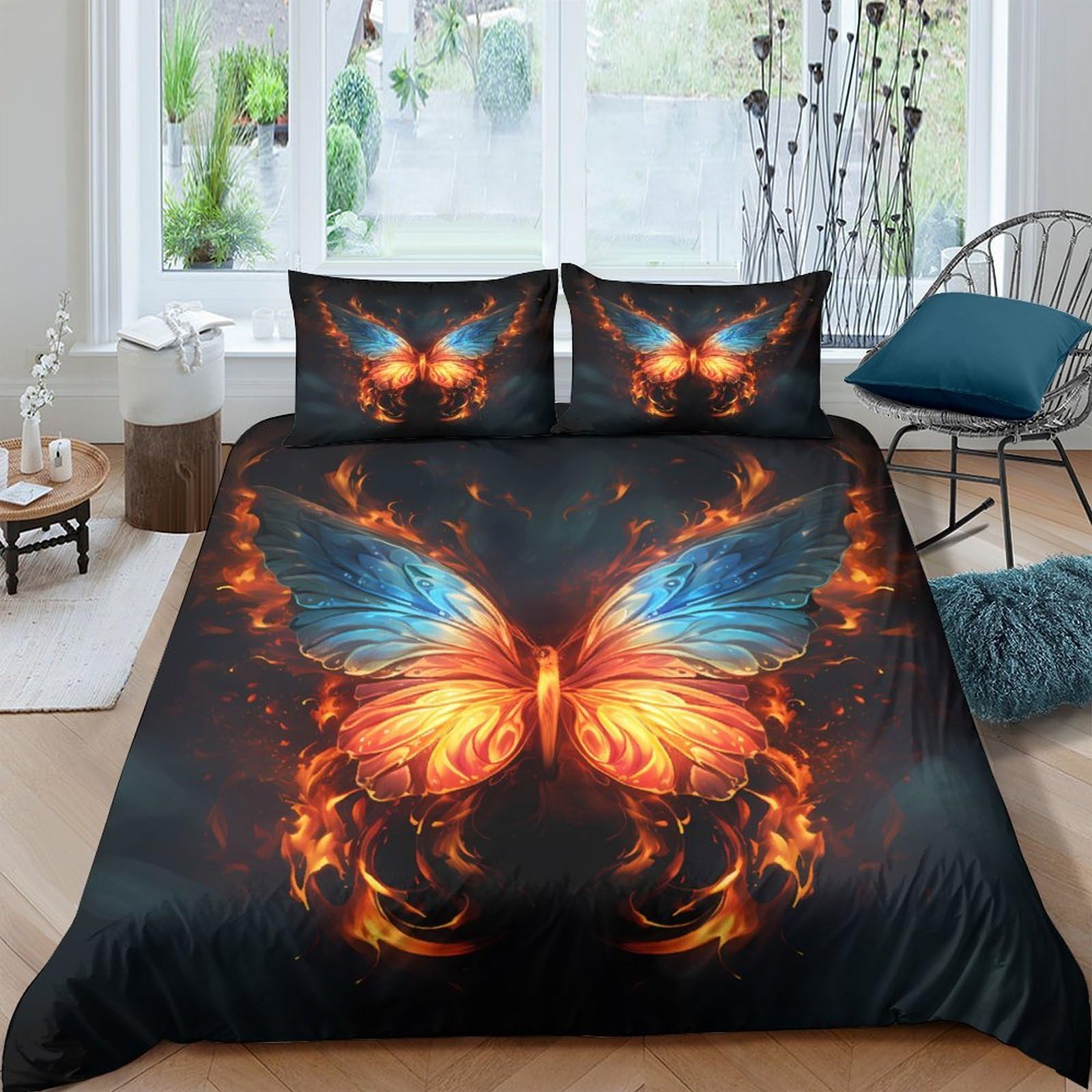 3D Printed Butterfly Duvet Cover, Microfiber Comforter Cover Hidden Zipper