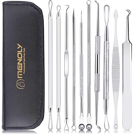 Blackhead Remover Pimple Popper Tool Kit 10 Pcs, Comedone Pimple Extractor Tool, Acne Kit for Blackhead, Whitehead Popping, Zit Removing