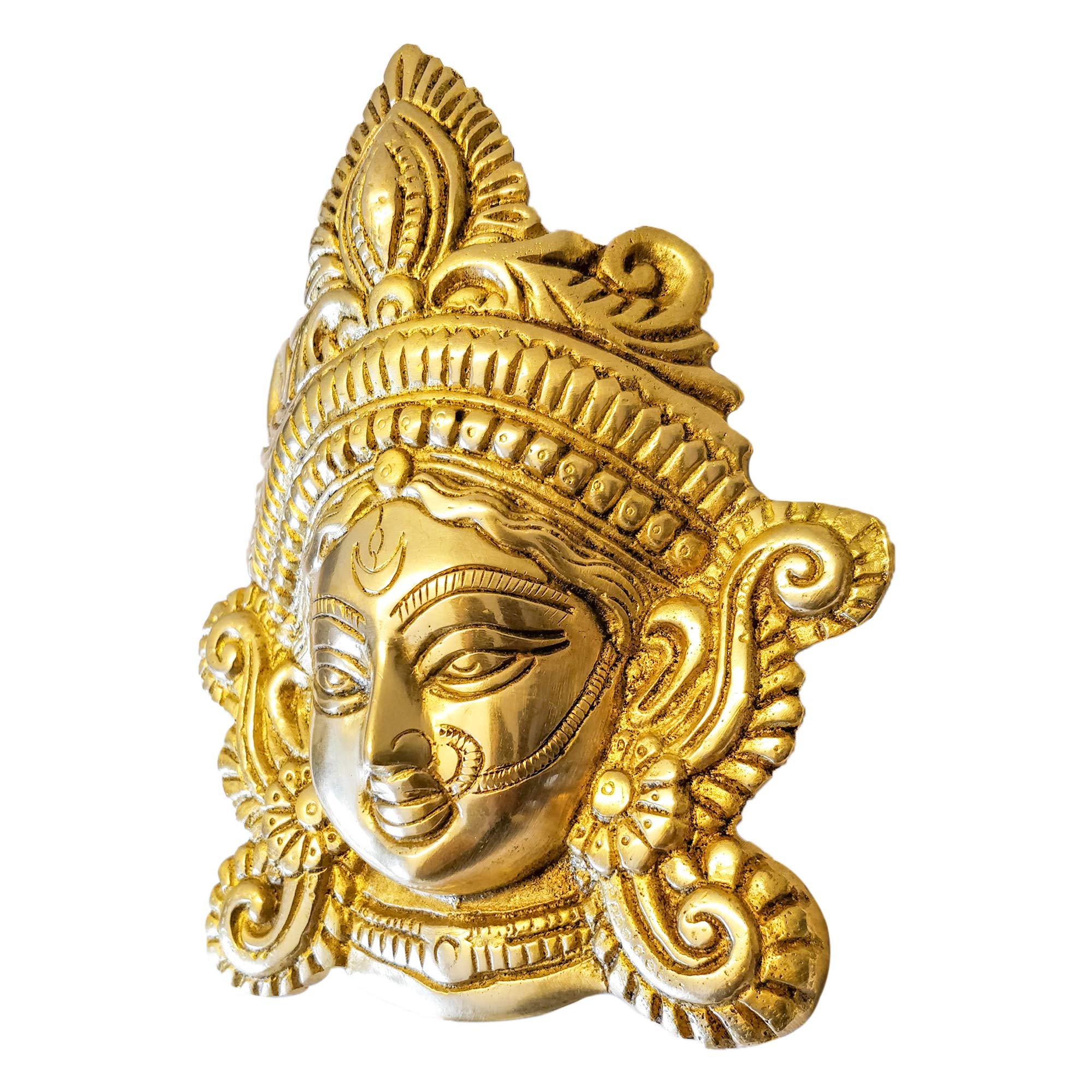 GURU JEE™ Brass Maa Durga Face Idol MATA Rani Ma Durga Wall Decor Durga MATA Face Statue for Home Decor Puja Temple Mandir Showpiece Gifts - Image 4 thumbnail