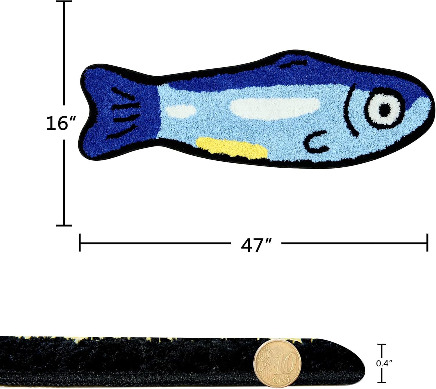 Estmy Sardine Fish Bath Mat for Kids Bathroom Non Slip Washable, 16 x 47 Cute Sea Animals Coastal Kids Bathroom Runner Rugs, Turquoise Blue Summer Beach Aesthetic Fun Microfiber Extra Long Bath Rug
