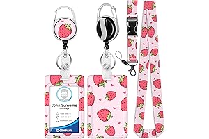 Strawberry Girly Badge Holder with Retractable Lanyard Reel Clip for Nursing Doctor Teacher and Students