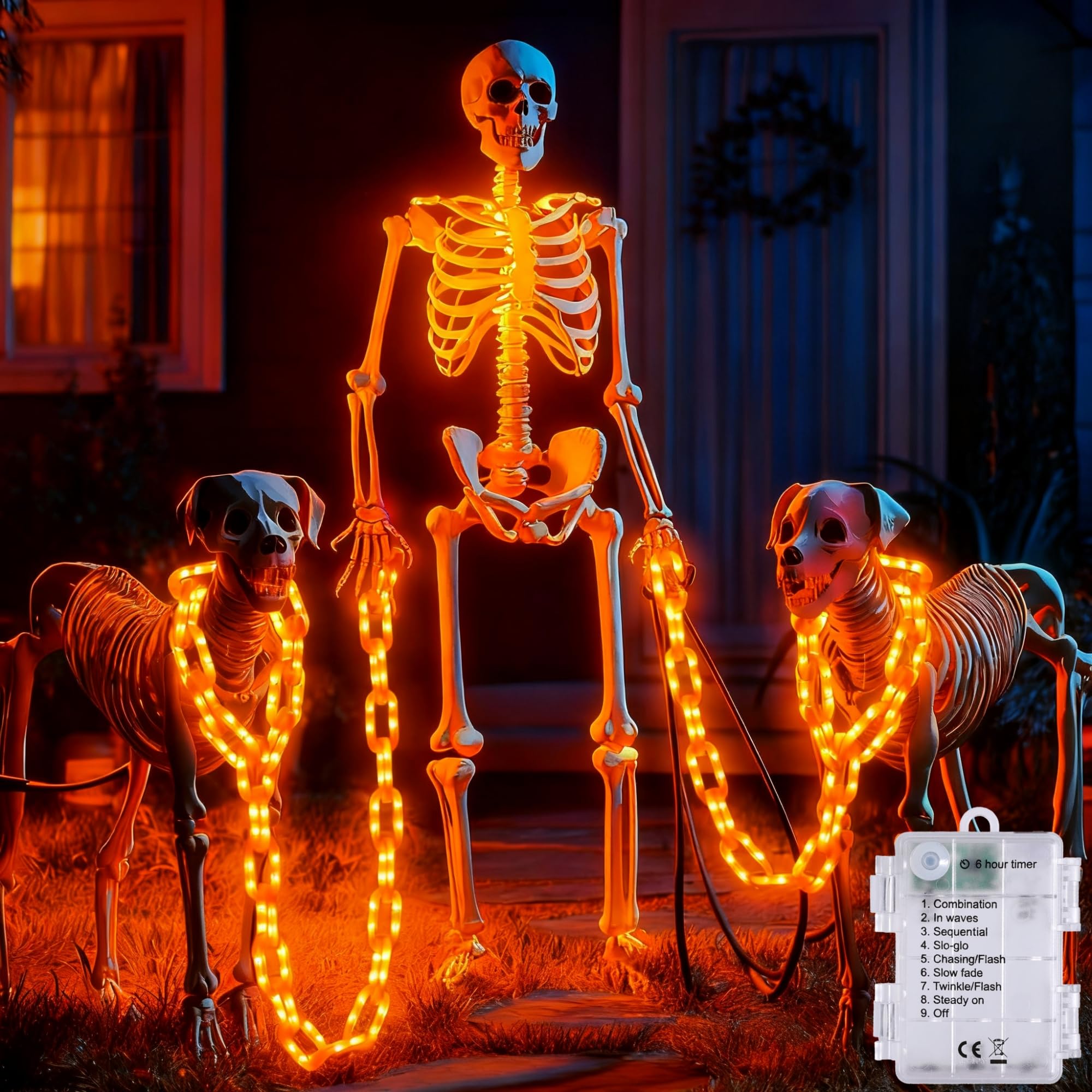 Joomer Naranjas Guirnalda de Luces Halloween Exterior Batería 3M 160 LED