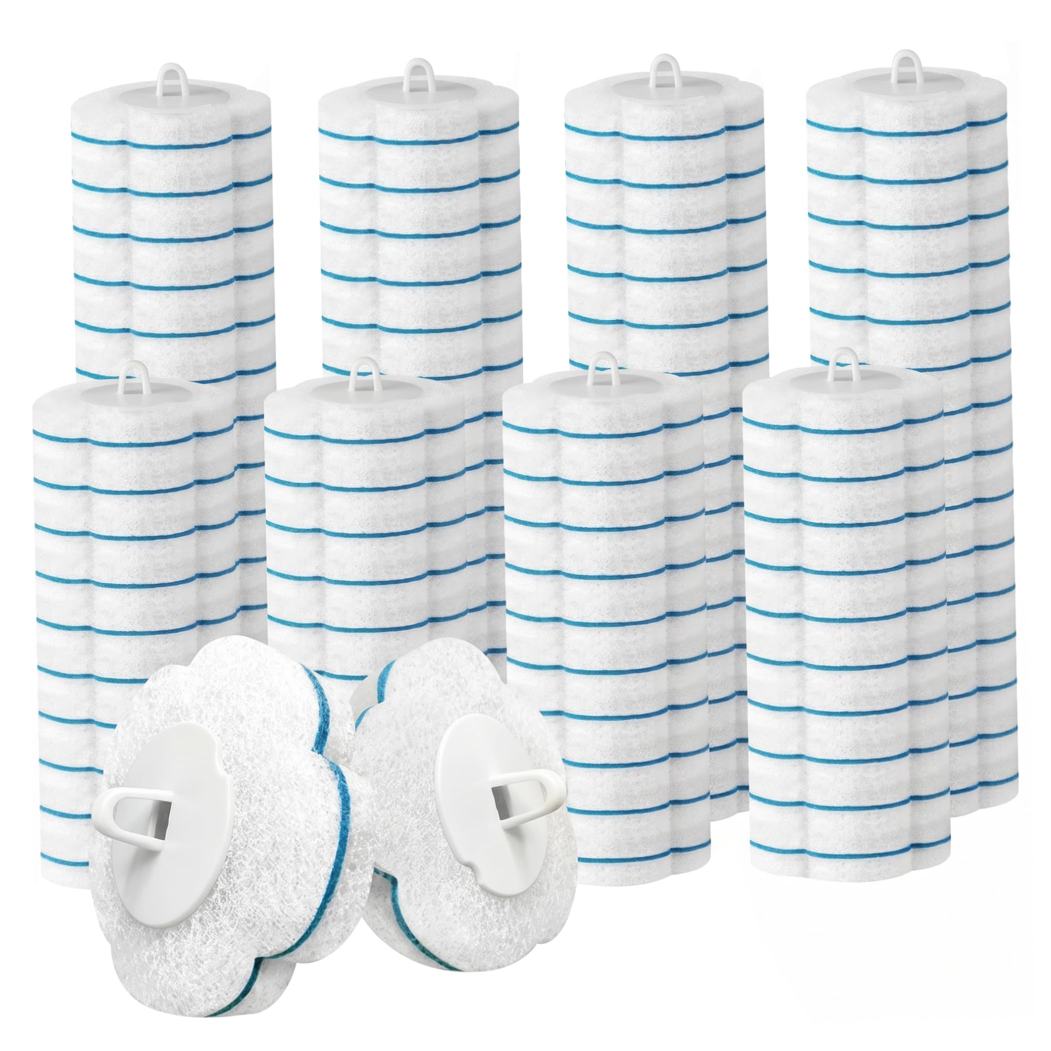 Sjfbebsy 80 Pack toilet Scrubber Refill, Disposable toilet Brush Refills with Built-In Cleaning Solution for Bathroom, White - Disposable Brush Refills