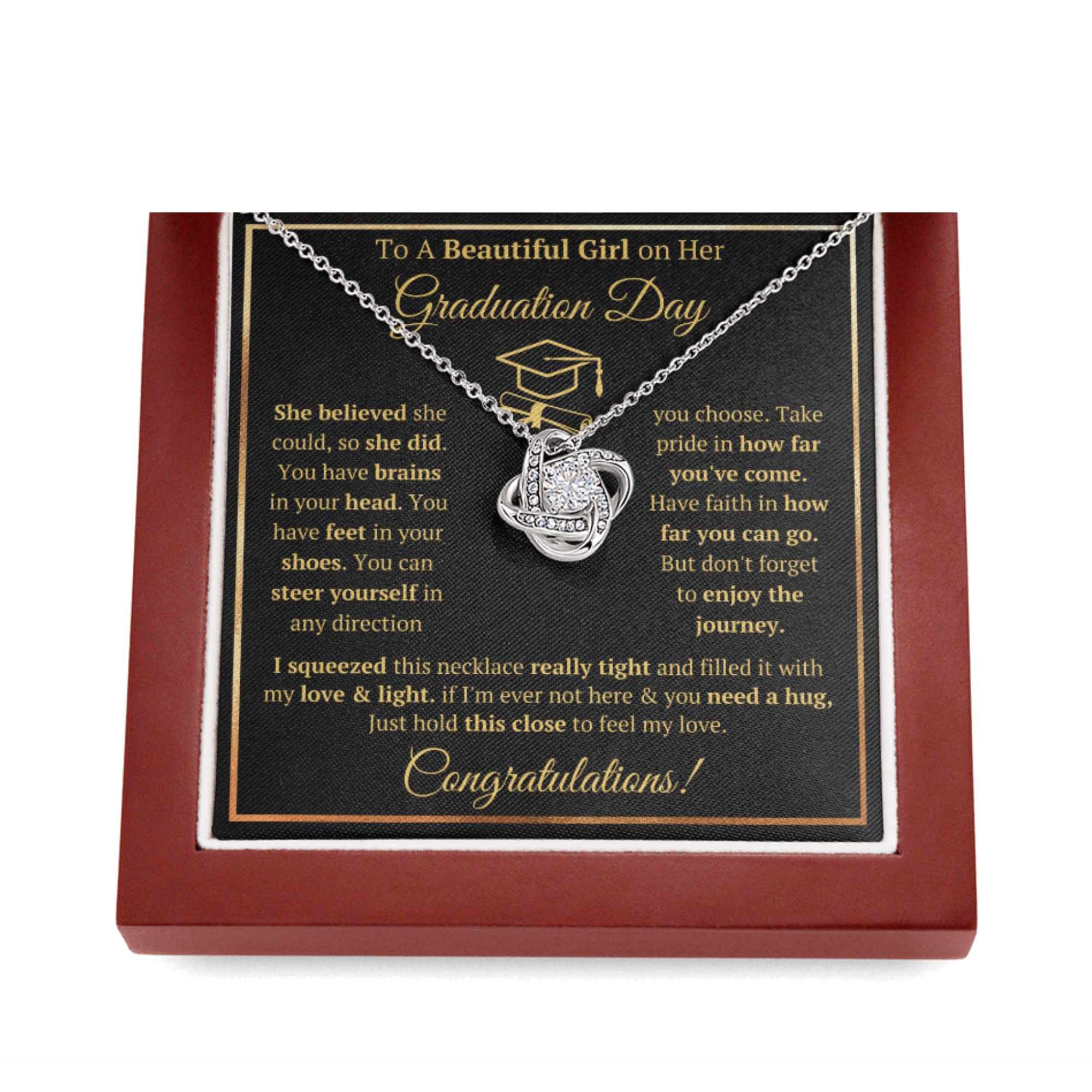 Graduation Gifts For Her Class of 2025 Graduation Necklace Jewelry Card For Daughter Granddaughter Sister Bonus Daughter with Message Card and Gift
