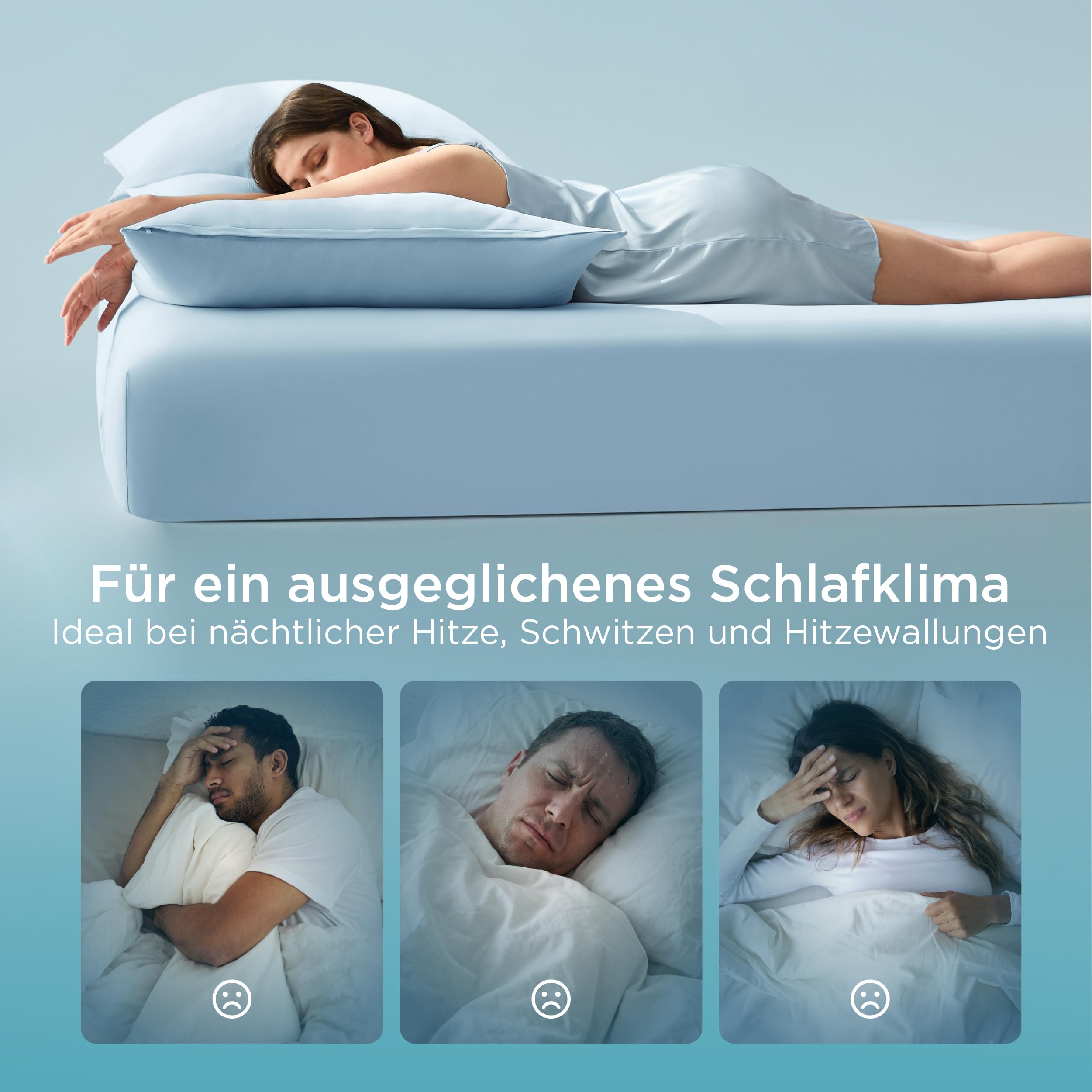 Bedsure kühlendes Spannbettlaken kühlende Bettlaken - 140x200cm+40cm, Blau