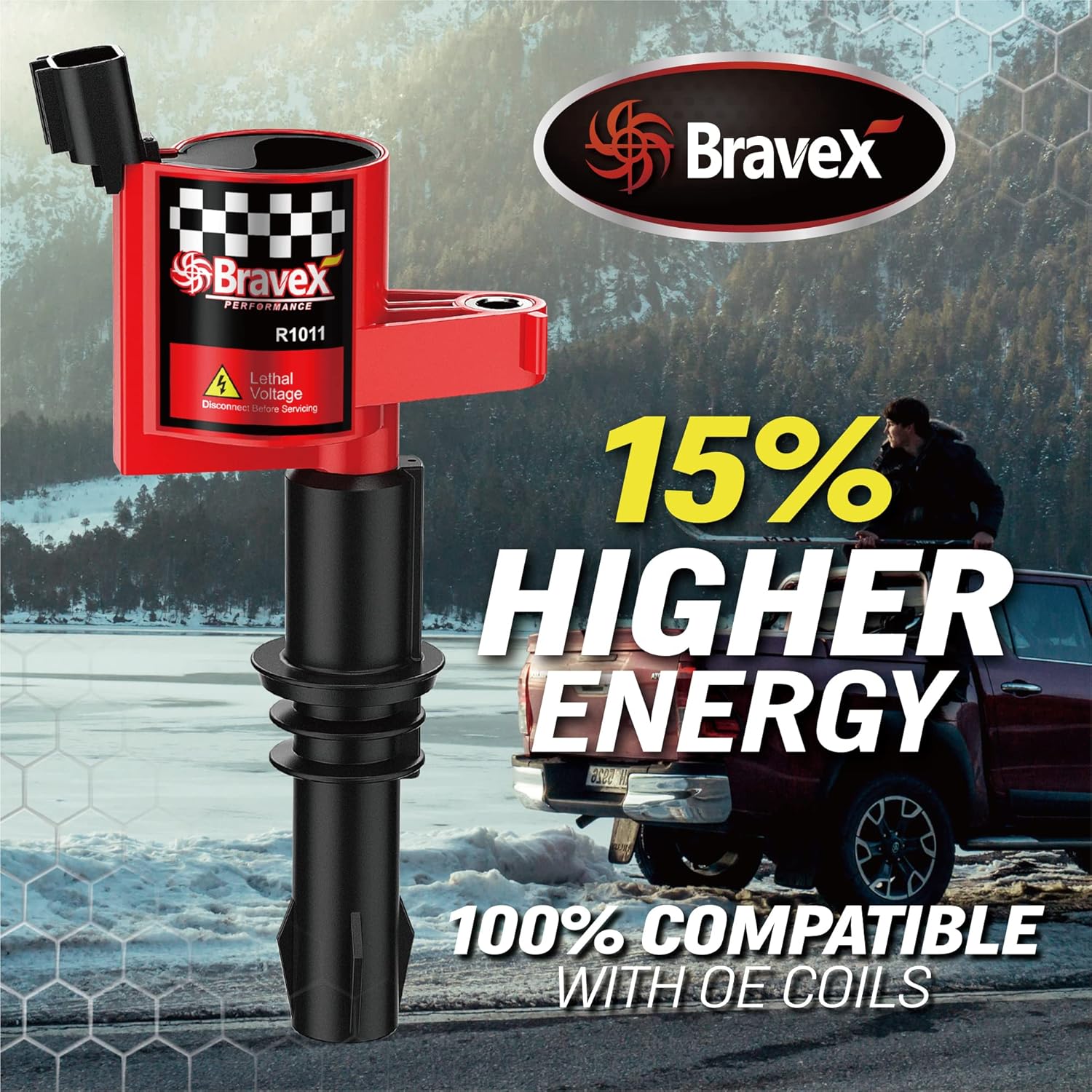 Ignition Coil Pack DG511 & Spark Plugs SP515 SP546 Compatible with Ford Expedition F150 F250 Super Duty Lincoln 5.4L V8 3L3E12A366CA C1541 FD508 UF537 Set of 8(15% More Energy)