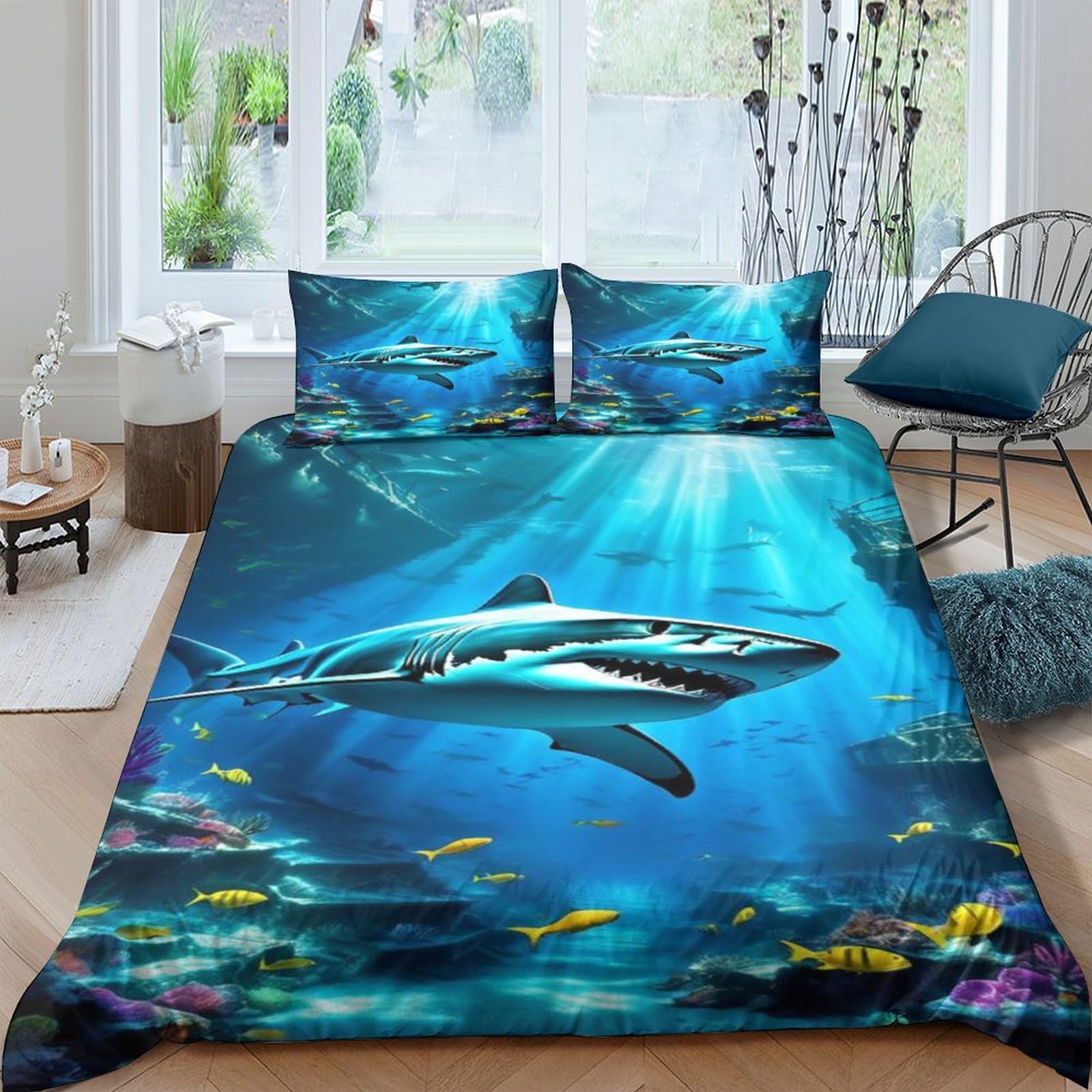 Parure de lit 3D animal marin pour chambre d'enfant avec sa couette souple zippée