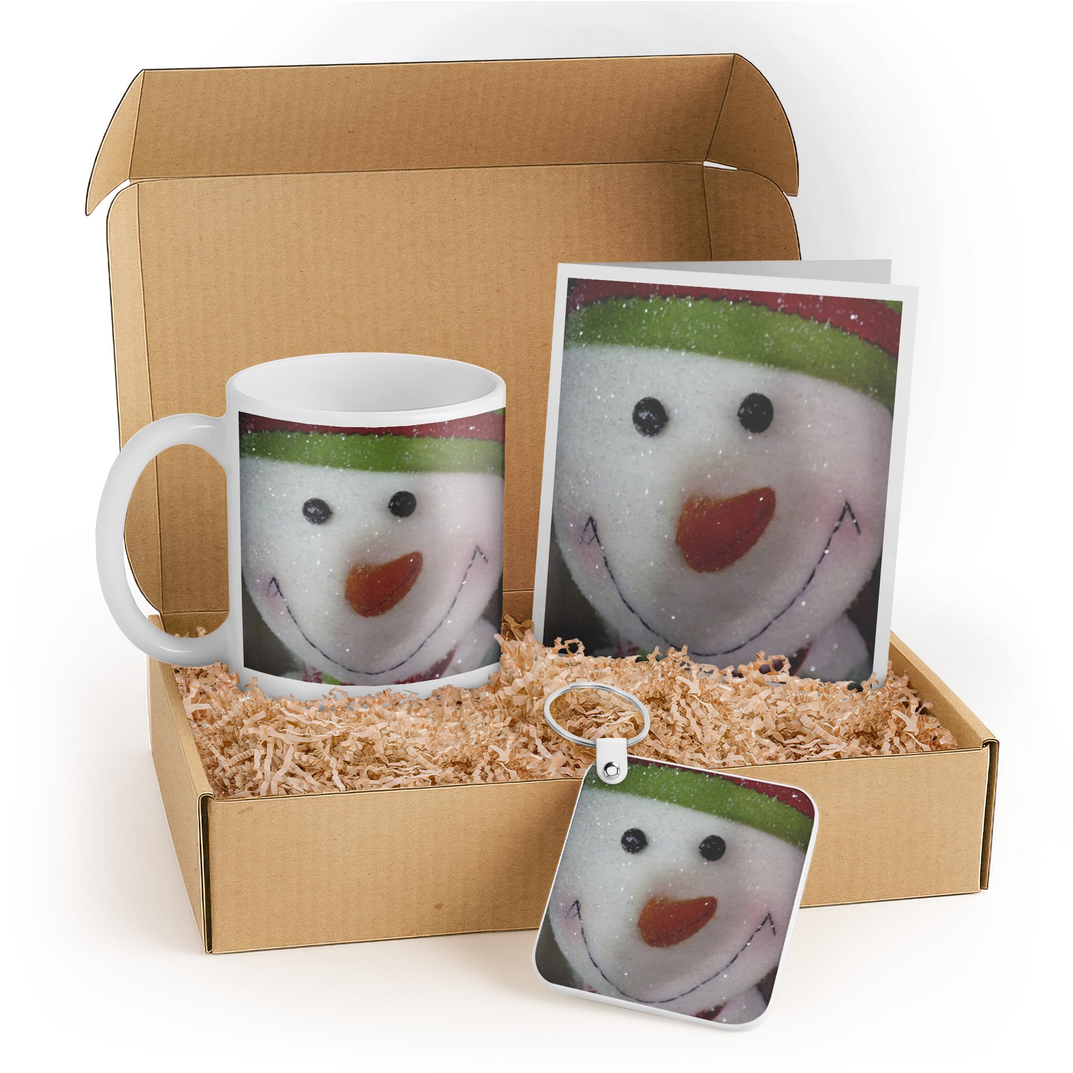 3dRose Happy Snowman Gift Set – Mug, Keychain, and Card – Festive Christmas Gifts for Kids – Perfect for Winter Holidays