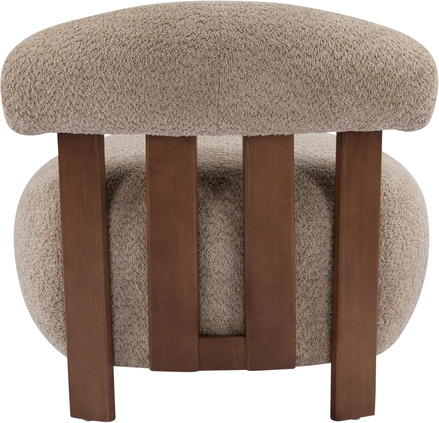 Christopher Knight Home Elvina Boucle Fabric Accent Chair, Solid Wood Single Lounge Sofa, Bedroom Comfy Reading Chair, for Modern Minimalist Style Living Room/Home Office, Light Brown