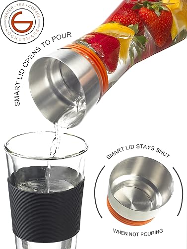 Miniatura 8 de Grosche Rio - Jarra de vidrio con tapa, jarra de jugo de vidrio, jarra de bebidas de vidrio transparente, jarra de agua de vidrio infundido e