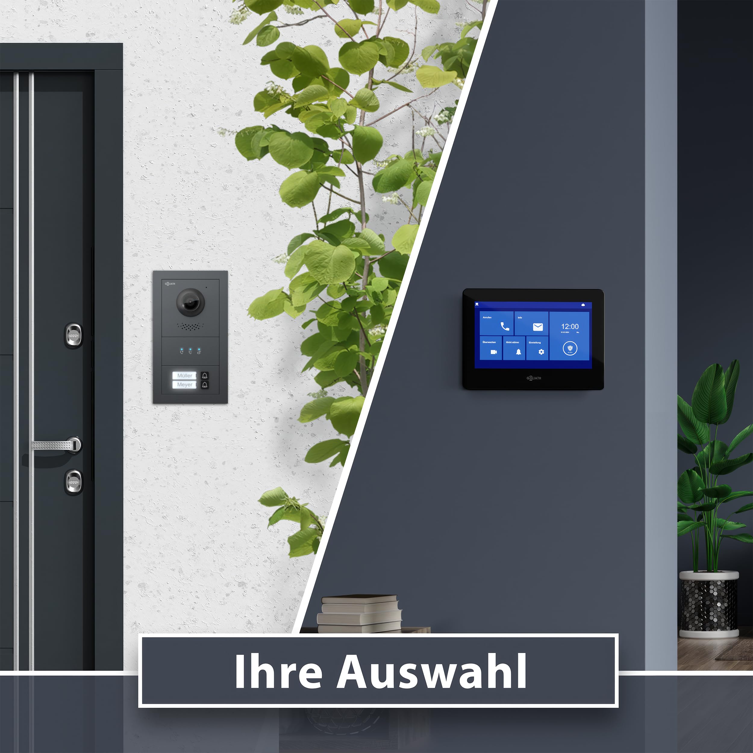 GOLIATH Basic Line Türklingel & Türsprechanlage mit Kamera für [MEHRFAMILIENHAUS] mit Smartphone App - Klingel mit Kamera & Monitor - Doorbell Camera - Video Sprech - & Gegensprechanlage mit Türöffner