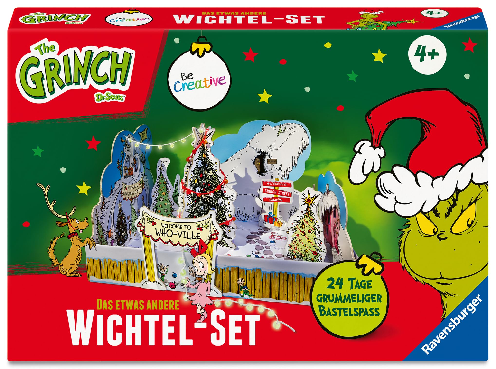 Ravensburger BeCreative Wichtelset Grinch - Bastelset für Kinder ab 4 Jahren, Wichteltür-Set & Wichtelstreiche für Mädchen und Jungen, Wichtelhaus - 12028009
